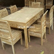 meja makan kartini  kursi 6/furniture /jati  mebel Jepara