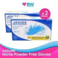 ASSURE - Soft Nitrile Gloves Powder-Free (Size S,M,L) - 2 Boxes - by BW Generation