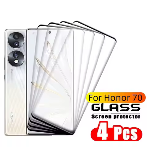 4PCS For Honor 70 Glass Honor 70 Tempered Glass Protective 9H HD Full Cover Curved For Screen Protec