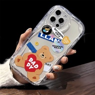 Little Bear For iPhone 15 Plus Pro Max 14 13 12 11 / Xs Max Xr 7 8 Plus 6 6S Plus wave cream Soft shell anti-fall phone