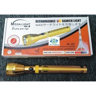 MEGA LIGHT ML 203 JAPAN 2 YEAR WARRANTY USA POWER BULB GOLD COLOR WITH EXTRA BATTERY & LED BULB (3 B