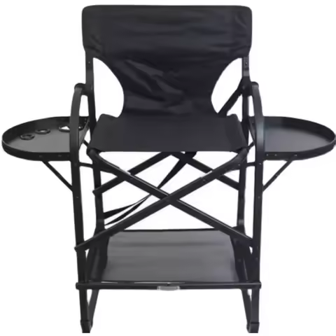 Aluminum Makeup Maestro Chair Sleek Black Pro Folding Director's Seat Outdoor Glamour Camping Throne