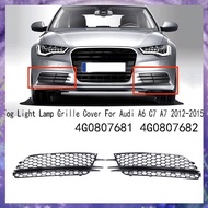 [P K A M] 2X Fog Light Lamp Grille Cover for A6 C7 A7 2012-2015 Honeycomb Mesh Fog Light Bezel 4G080