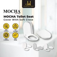 JW MOCHA Toilet Seat Cover With Soft Close Adjustable Hinge Penutup Mangkuk Duduk Tandas Bathroom Water Closet Jamban