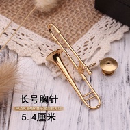 IMUSIC BABY Mini Trombone Gold-Plated Brooch Trombone Model Gift Suit Pin Short Suit Brooch In Stock