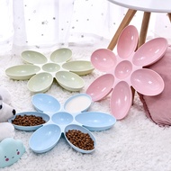 【cy】Creative Cat Food Utensils Petal Multi-cell Kitten Bowl PP Pet Feeder Supply