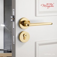 Golden Simple Door Lock Indoor Bedroom Door Lock Light Luxury Mute Split Gate Lock Handle Magnetic Lock Household Handle