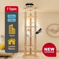 【Floor to Ceiling】Solid 7 Tiers Cat Scratching Tree Tower with 3 Transparent Sphere Spaceship Cat Bed, Sturdy Huge Cat Tree Cat Playground