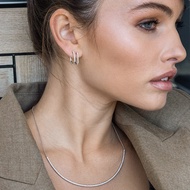 APM Monaco Rectangular Silver White Silver Earrings Chic Temperament Design Earrings Women