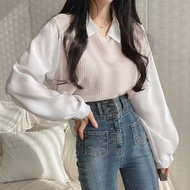 READY STOCK Korean Solid color shirt Woman's Fashion Casual Loose Tops Long sleeve T-shirt clothes