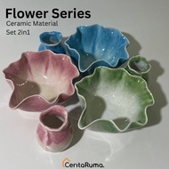 STORYRUMA Matcha Set 2in1 | Ceramic Matcha Bowl | Matcha Chawan Set Flower Series - Sora Matcha Set 