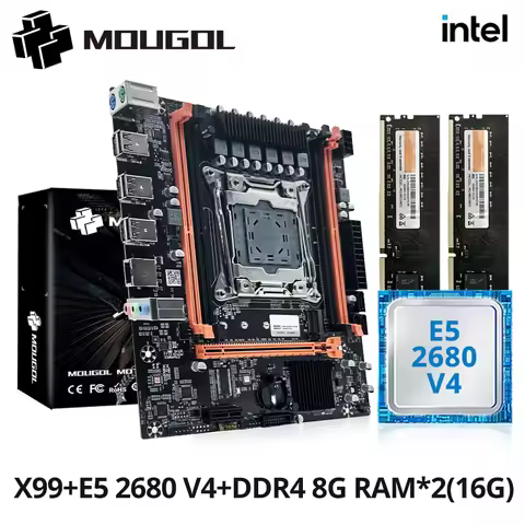 MOUGOL X99 Gaming Motherboard Kit with Intel Xeon E5 2680 V4 & DDR4 8Gx2 2133MHz Dual Channel ECC RA