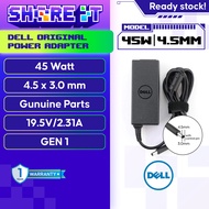 DELL ORI POWER ADAPTER 45W 19.5V~2.31A (RECTANGLE DESIGN) CONNECTOR: SMALL 4.5*3.0MM P/N: 4H6NV, DA4