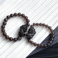 免費開光 天然彩虹黑曜貔貅 招財貔貅手鍊 冰種彩虹黑曜