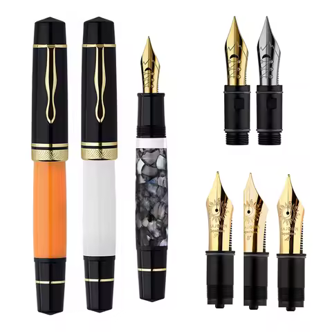 Majohn P139 Piston Fountain Pen, #6 EF/F/M/Flex Nib All Brass Piston System, Large Capacity Resin Pe