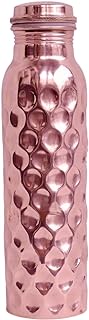 Pure Copper Diamond Water Bottle With Leak Proof Lid And Glossy Finish Copper Water Bottle 1 Litre For Healthy Drink
