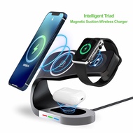 3 in 1 Magnetic Wireless Charger For iPhone 14 13 12 Pro Max 15W Charging Station Stand for Apple Watch 8 7 6 5 Airpods Pro 2 3