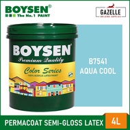 Boysen Color Series Permacoat Semi-Gloss Latex Aqua Cool B7541 Acrylic Latex Paint - 4L