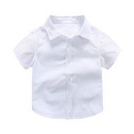 Kids Shirts White Pure Cotton Short Sleeve Shirts for Boys Plus Size Polo Shirt Students JK Uniform 