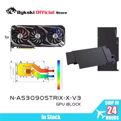 Bykski N-AS3090STRIX-X-V3 GPU Block for ASUS RTX 3090 /3080 Strix Graphics Card Water Cooling AI Int