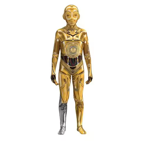 C-3PO Robot Cosplay Costume Halloween Clothes Cosplay See-Threepio Protocol Droid Mask Jumpsuit Adul