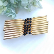 Vintage Jewelry 西洋古董飾品 波浪平面 領結 金色調 別針