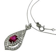 สร้อยคอทับทิมพม่าแท้มือสอง (1.03 กะรัต) และเพชร (รวม 0.58 กะรัต) ตัวเรือนแพลตตินัม (Pt950/Pt850) น้ำ