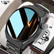 LIGE 2023นาฬิกาหรูสำหรับผู้ชายนาฬิกาเรียกสมาร์ทวอตช์บลูทูธแบบหน้าจอสัมผัส IP67กันน้ำนาฬิกานักธุรกิจ