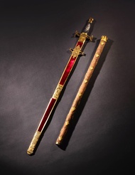 Glaive et bâton de héraut d’armes présents lors de la cérémonie du Sacre, d’après un dessin de Jacqu