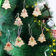 48Pcs Merry Christmas DIY Kraft Tags Labels Gift Wrapping Hang Tags with Ropes Santa Claus Paper Cards Xmas Tree Decoration