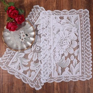 2 Pack Rectangle Lace Placemats for Tables, 17.7x11.8 Inch Handmade Embroidered Crochet Placemats Fl