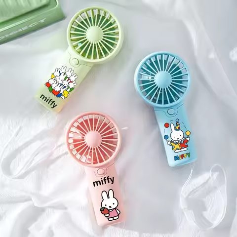 Cute Miffys Mini Fan Girls Boy Outdoor Sports Travel Portable Fans Kids Summer Hand Cooling Applianc