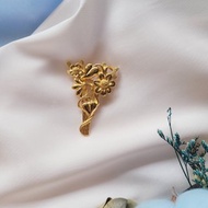 美國西洋古董飾品 / MONET金色調洋桔梗愛心葉胸針/別針/古著