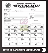 Cetak Kartu Angsuran Koperasi / Cetak Promise / Bahan HVS warna Zain Grafika