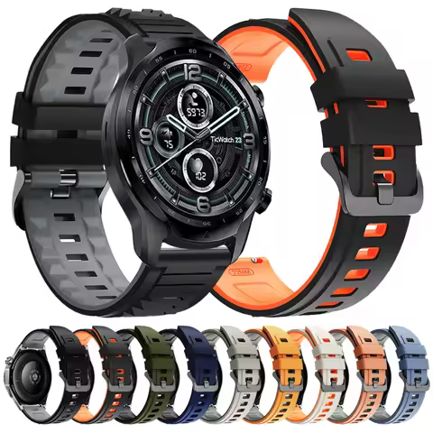 22mm Silicone Strap For TicWatch Pro GTW GTH2 GTX S2 E2 Sport Wristband For TicWatch Pro 2021/3 Ultr