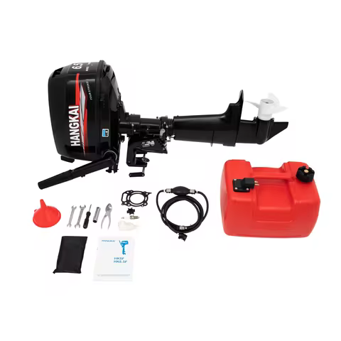 6.5HP 4 Stroke Outboard Motor Marine Boat Engine with Oil Pipe 123CC for Inflatable Boats Fiberglass