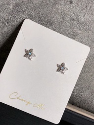 玻璃體月光石 海星 純銀耳針