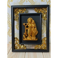 FR12 - Spiritual Photo Frame Radha Krishna floral design frame ( 10 x 12 inch )- Golden/Copper Finis