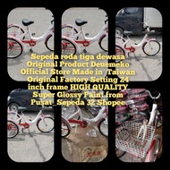 Sepeda Roda Tiga Dewasa Original Product Duemeko Made In Taiwan 24 Inch Dilengkapi Shifter 7 Speed Original Factory Setting(Semua Parts Original)