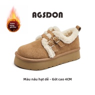 Giày UGG Da Phụ Nữ Đế Dày Tăng Chiều Cao Ấm Áp Mùa Đông