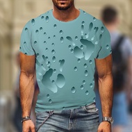 T Shirt Water Drop 3D Digital Print Round Neck Men Casual Loose Short Sleeve Sports T-Shirt Top HF11