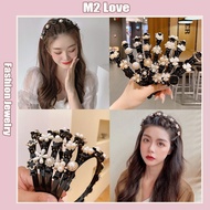 Korean Elegant Braiding Hair Artifact Pearl Flower Headband Lazy Hairband