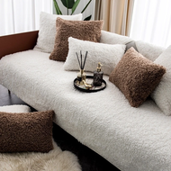 {QW Sofa Cover} Fluffy Teddy Loops Thicken Warm Sofa Cover Non-Slip Winter Sofa Towel for Living Roo