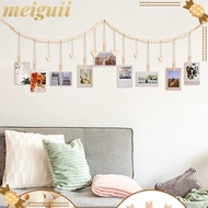 MEIGUII Photo Display, Wall Decoration Wall Hanging Picture Holder, Rustic Wooden Beads Decor Clip W