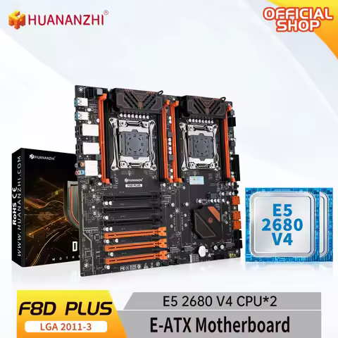 HUANANZHI X99 F8D PLUS LGA 2011-3 XEON X99 Motherboard with Intel XEON E5 2680 V4 *2 combo kit set s
