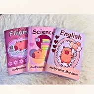 Jour Nee | personalized capybara laminated notebook A5 with name and subject for students