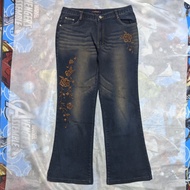 Celana Panjang Longpants Jeans J-Mail Bootcut Dark Blue Fading Floral