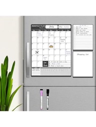 磁吸式擦寫冰箱月曆- 13"x17"垂直磁吸式廚房冰箱白板月曆,白板可寫入事項及待辦清單,附2顆磁鐵