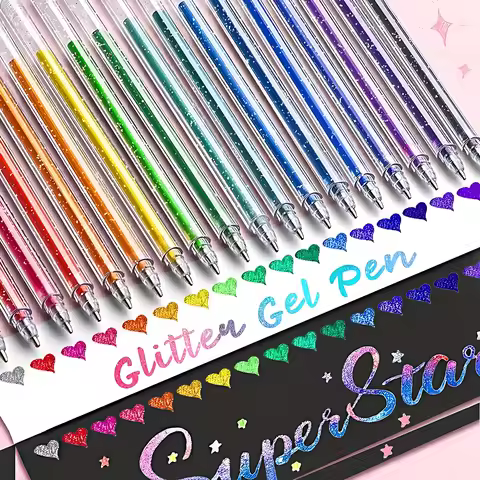 8/12/18/24‑Pack Colored Metallic Glitter Gel Pens, Fine Tip for Drawing & Doodling, Perfect for DIY 