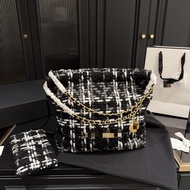 Best Sellers❤ Simple Autumn Winter New Style Woven Thick Thread Woolen Garbage Bag Large Bag Underar